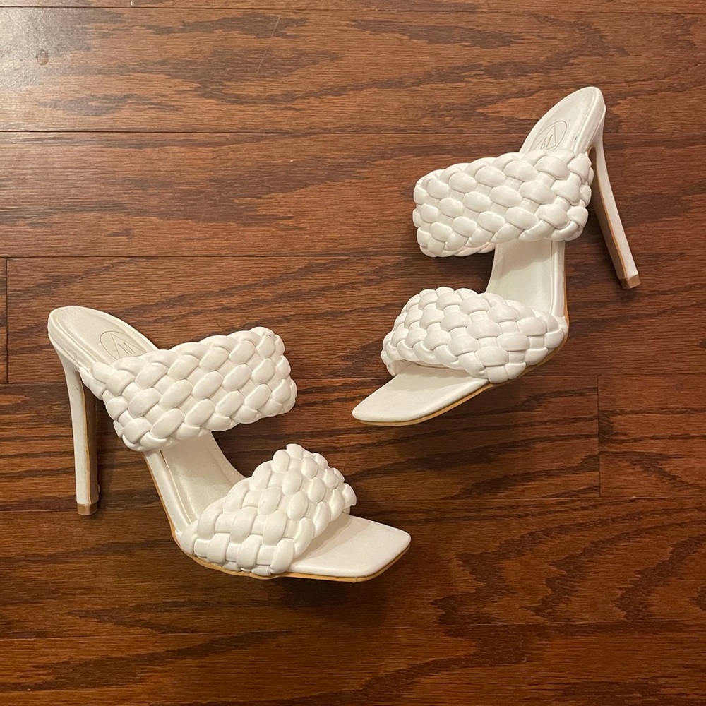 White double strap mules